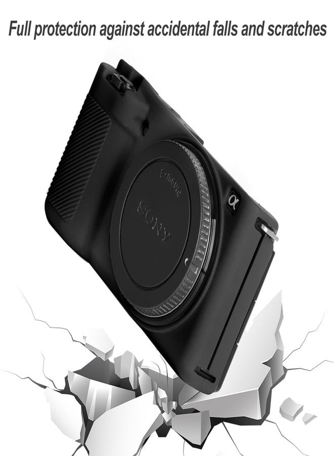 Pocoukate Case for Sony ZV-E10 Vlog Camera, Soft Silicone Protective Cover Skin with ZVE10 Screen Protector Accessories for Sony Alpha ZVE10 / ILCZV-E10L Camera Silicone Case - Black - Image 4